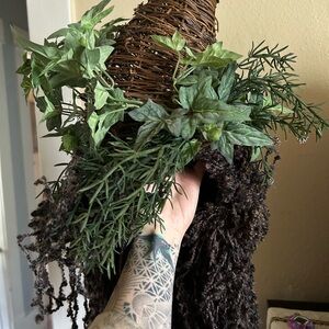 Forest Fairy Renaissance Faire Handwoven Wicker Headpiece/Wig with Greenery